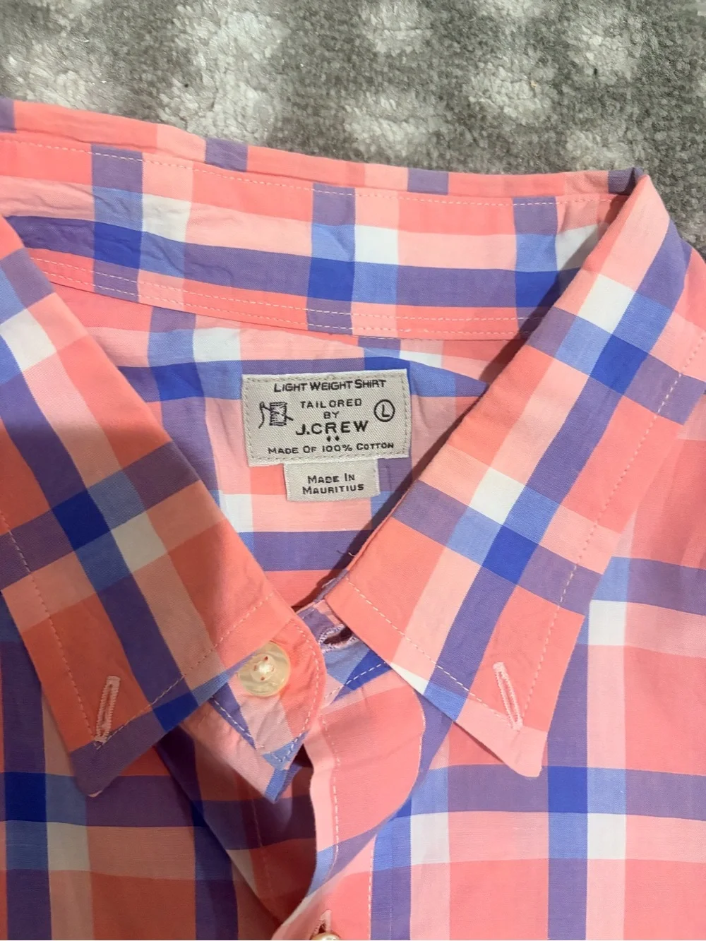 J. Crew Pink and Blue Plaid Button-Down Shirt
